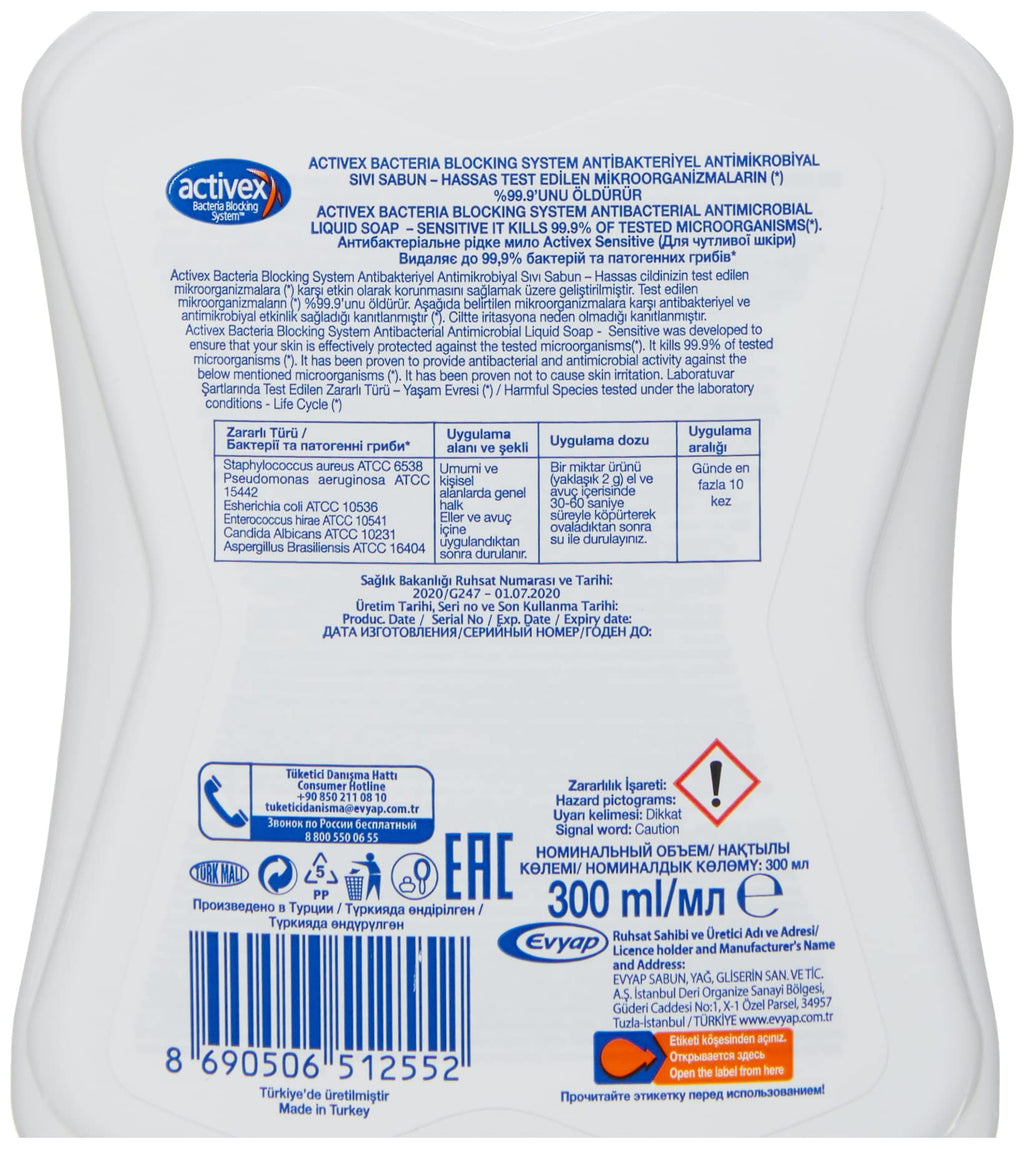 Activex Antibakteriyel Sıvı Sabun Hassas (300 ml)