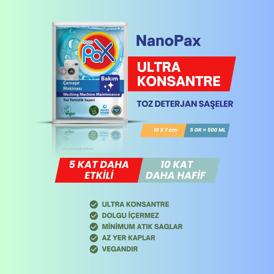 8 Adet Ultra Konsantre Çamaşır Makinesi Kazan Temizleme Bakım Tozu